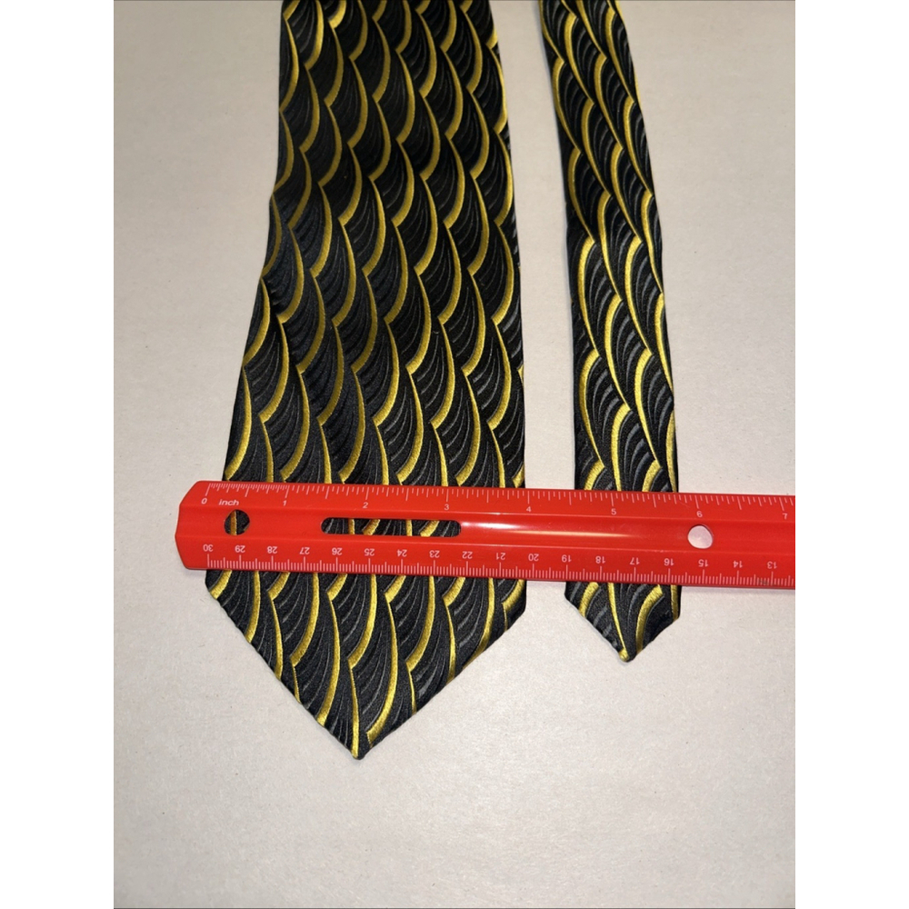 Desantis Collection Silk Tie Black With Gold Waves - Picture 4 of 5